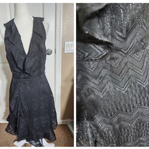 WAYF Black Lacey Wrap Dress Size XS